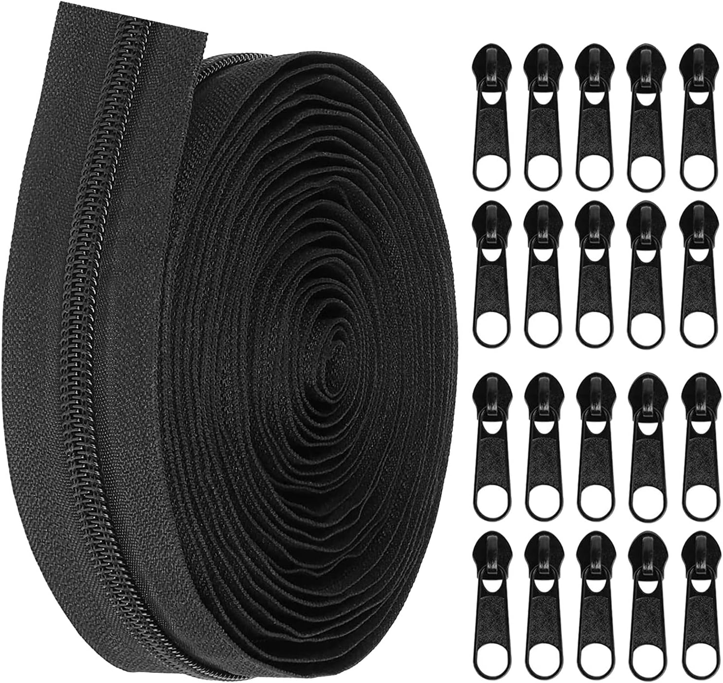 YOWPEY 6 Yards Bulk Zipper, 5 Zippers for Sewing, Black