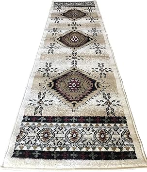 Bellagio Southwest Native American Tribal Long Runner 256,000 Point Area Rug Ivory Burgundy Green Beige Tan Design T9641 32 Inch X 15 Feet 10 Inch