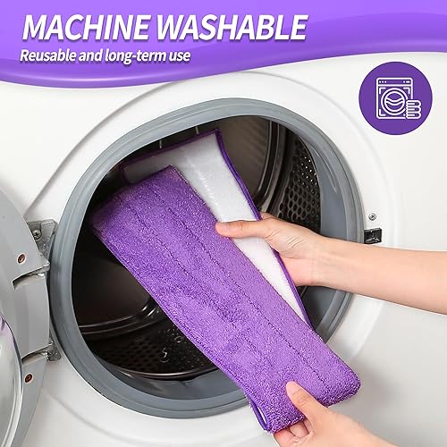 Miniatura 7 de Trapeador de microfibra de 24 pulgadas para limpieza de pisos, mopa seca y húmeda para madera dura, laminado, azulejos, vinilo, con 4 almohadillas