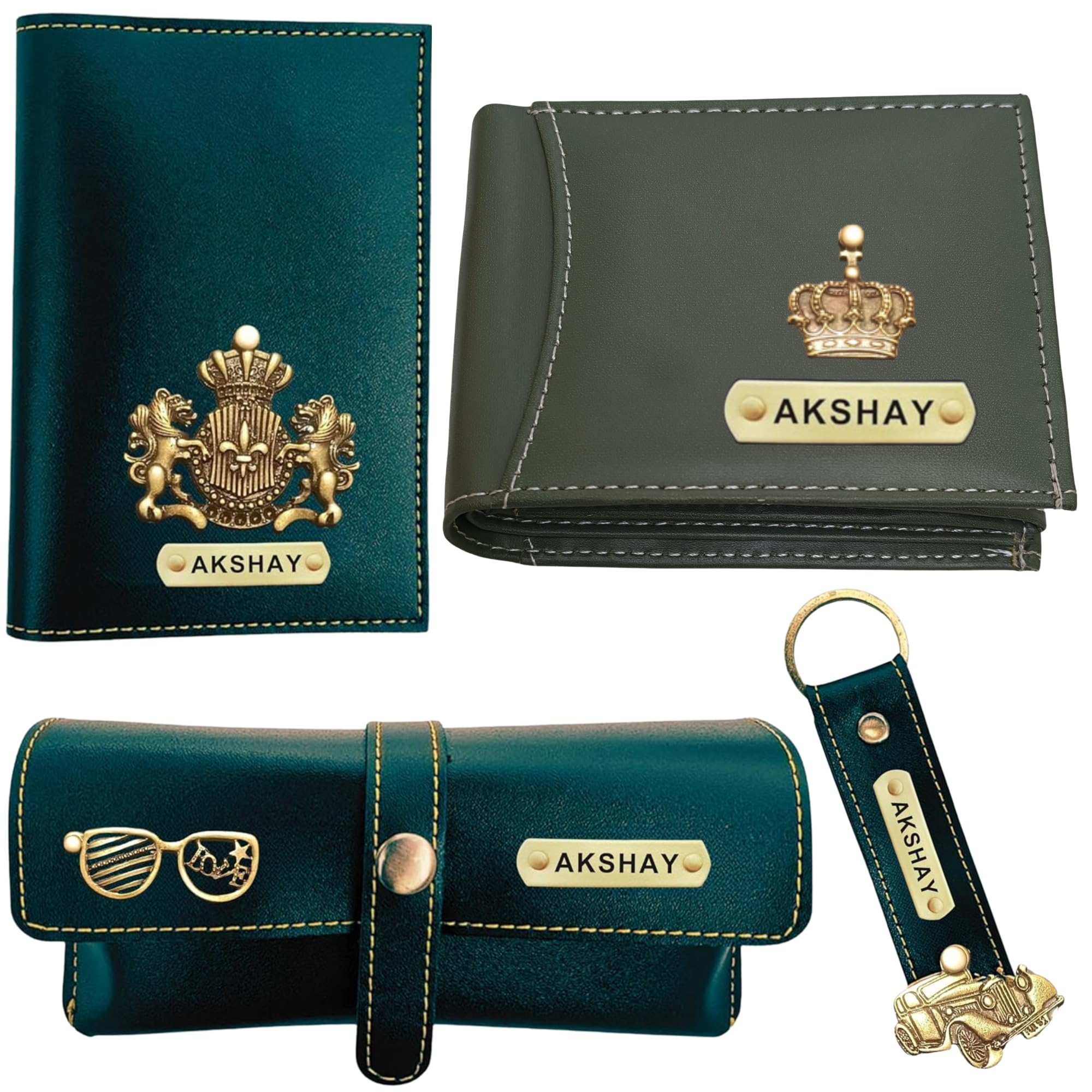 gift for special Leather customised Wallet for Men - Customized Wallet for Men - Customized Wallets - Personalised Gift Combo for Brother - Birthday Gift - Green Colour-picture-56
