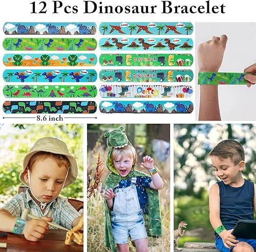 Miniatura 2 de Leesgel - Recuerdos de fiesta de dinosaurios para niños, 96 bolsas de regalo de dinosaurio para fiesta de cumpleaños con máscaras/tatuajes/pulseras