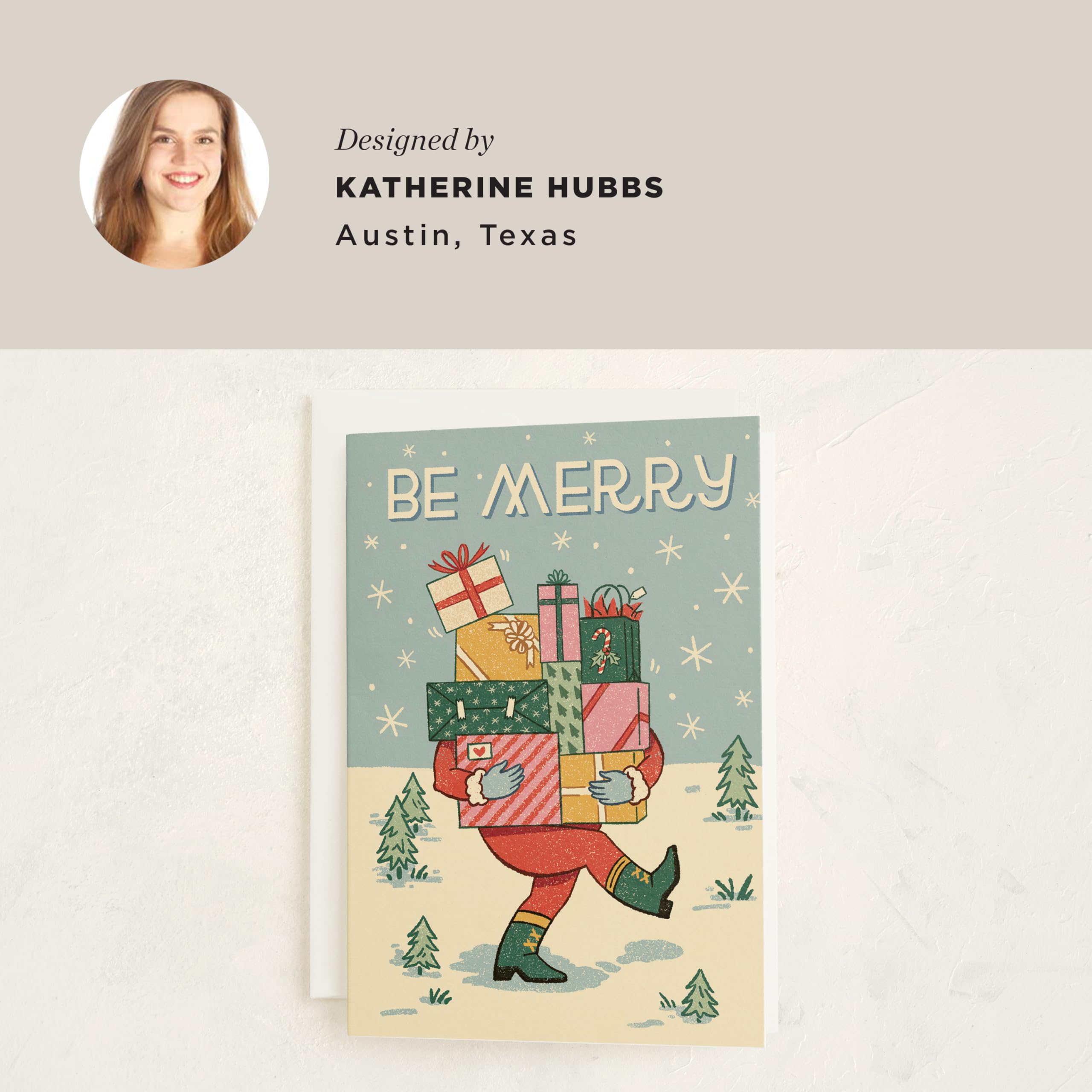 Minted Weihnachtskarten-Set mit Aufschrift "Be Merry