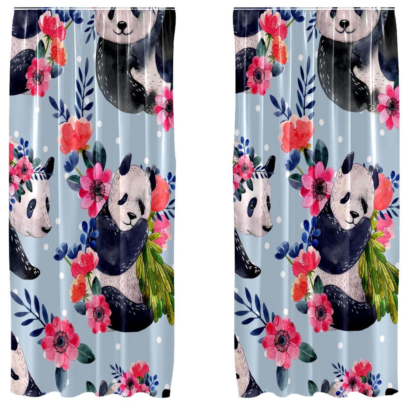 Rideaux panda bleu pour une chambre d'enfant douce et lumineuse