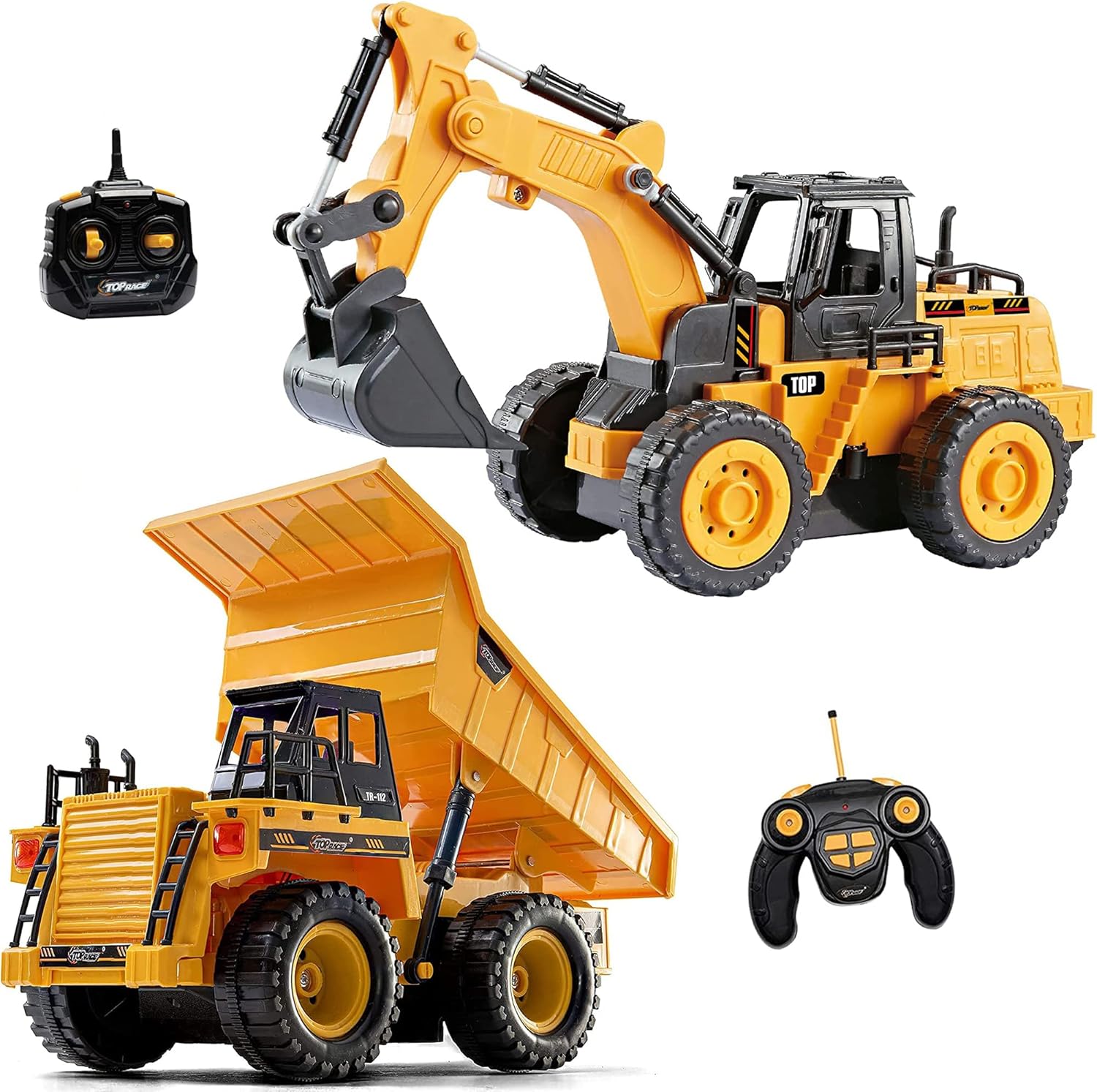 Top Race Remote Control Excavator Truck & Dump Truck Toys