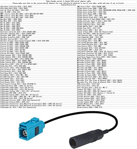 Miniatura 4 de onelinkmore Antena universal para automóvil, radio de vehículo estéreo AM y FM, cable conector de antena Fakra Z macho hembra a conector DIN para