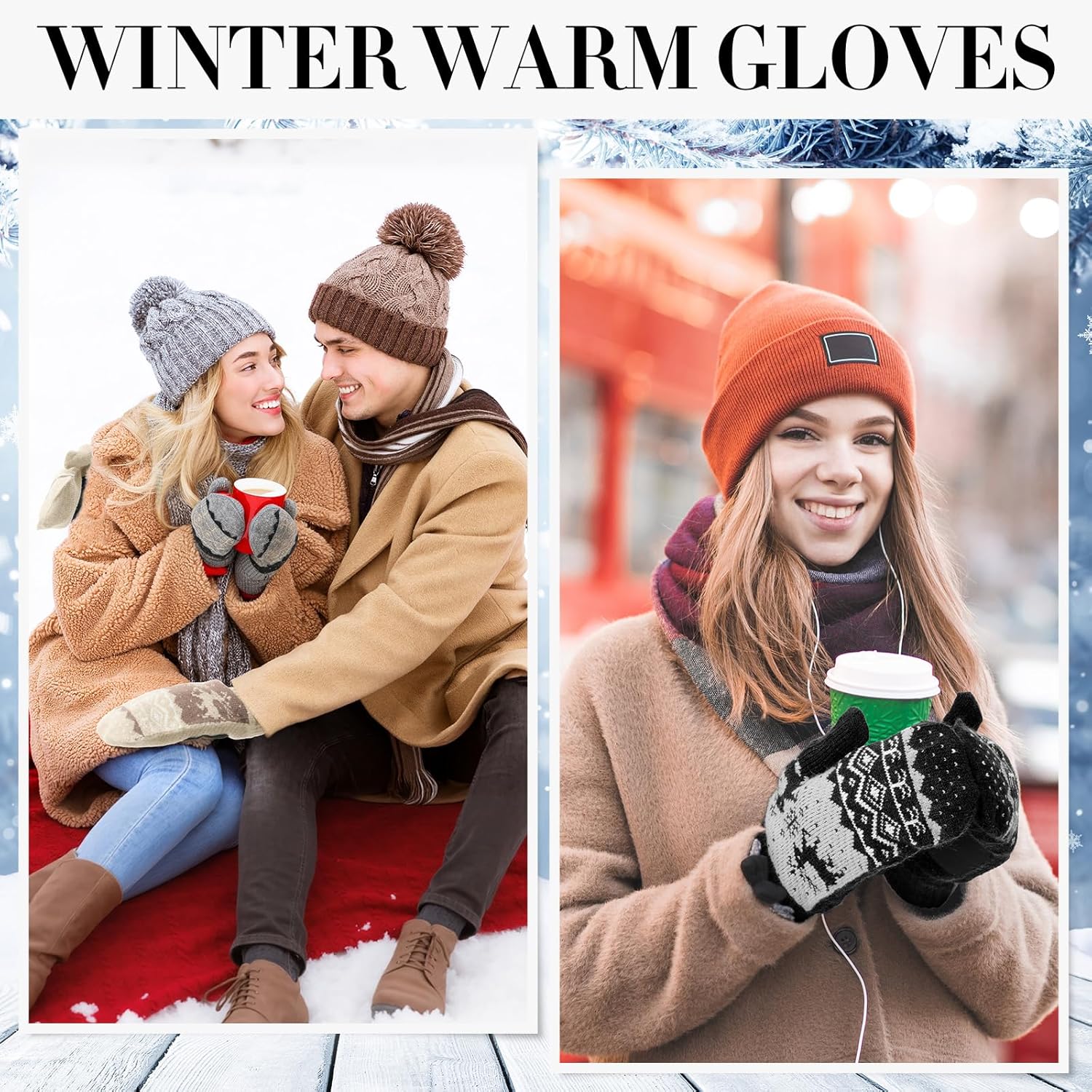 Vicenpal 3 Pairs Women Mittens Gloves Fleece Lining Cozy Wool Gloves Winter Cold Weather Thick Warm Knitted Mittens - Image 6