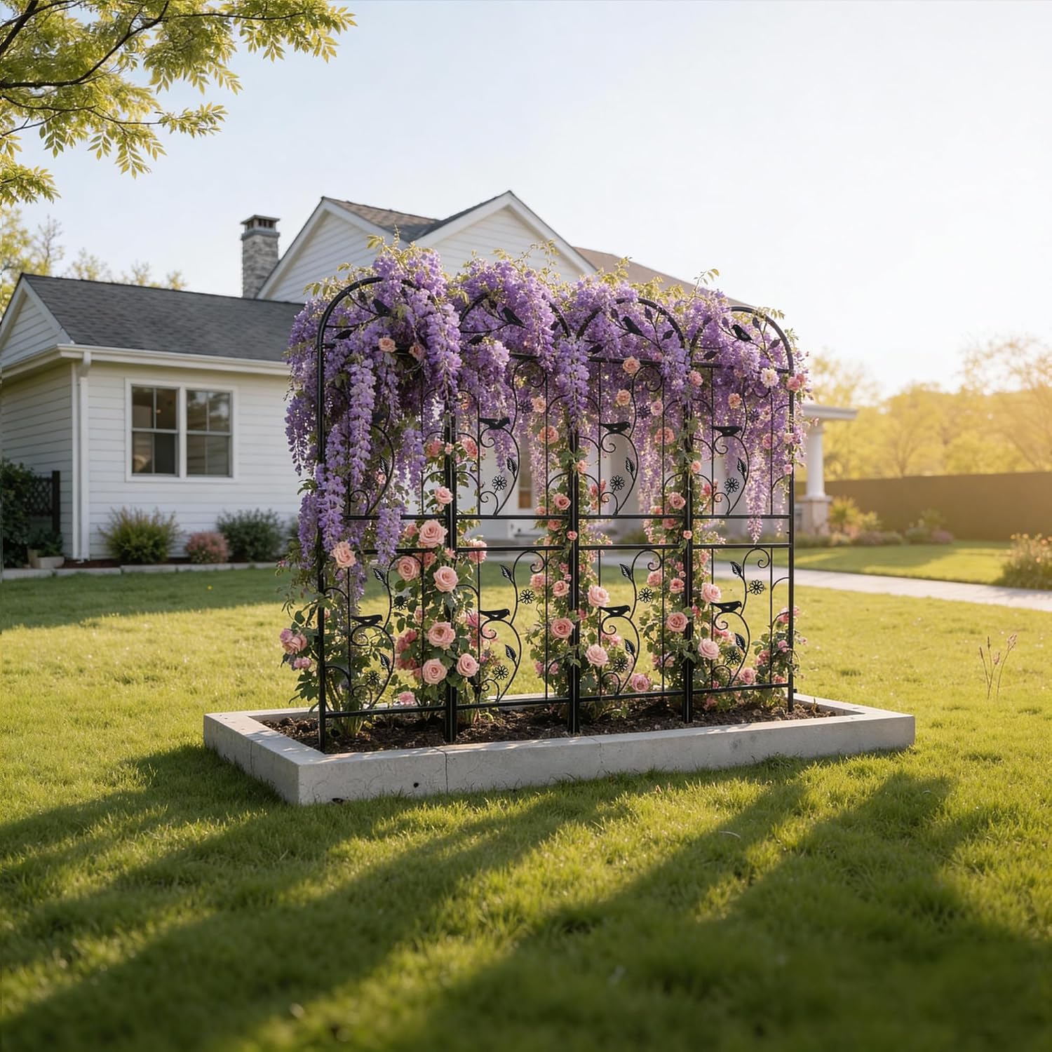 2 Pack 87x20 Inch Black Metal Garden Trellis, Heavy Duty Outdoor Tall Plant Trellis for Climbing Rose Bush, Clematis, Jasmine, Morning Glory, Flowers & Vines