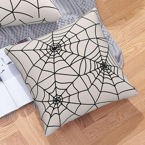 Miniatura 5 de Juego de 2 fundas de almohada de Halloween de 20 x 20 pulgadas, fundas cuadradas de lino decorativas de lino para el hogar, la cama o el sofá