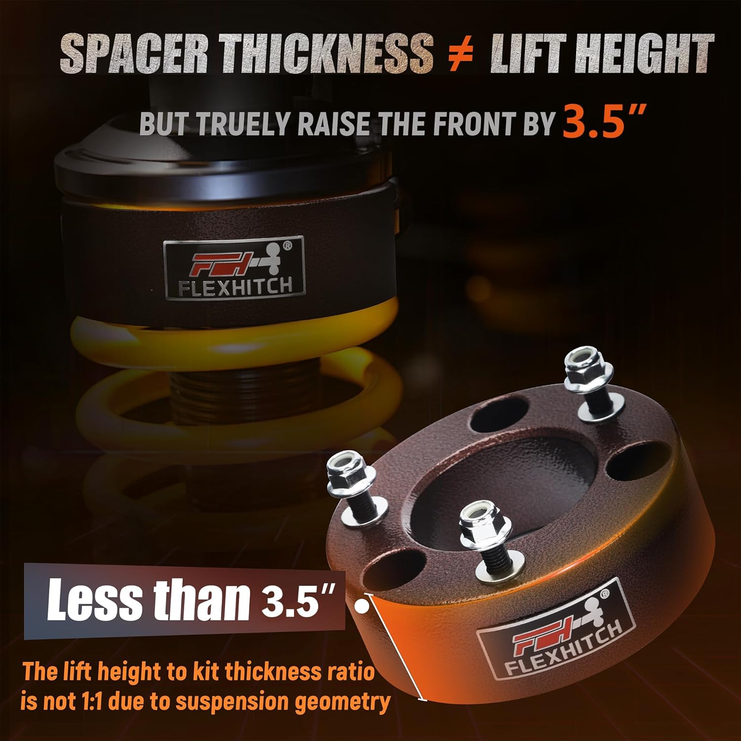 3.5" Front + 3" Rear Leveling Lift Kits for 2009-2025 Ram 1500 4WD, 3.5 Inch Lift Front Strut Spacers and 3 Inch Lift Rear Spacers