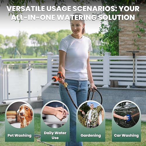 Miniatura 5 de Giraffe Tools Manguera de jardín híbrida de 75 pies x 58 pulgadas, accesorios macho y hembra con válvula de cierre, flexible, resistente, a prueba