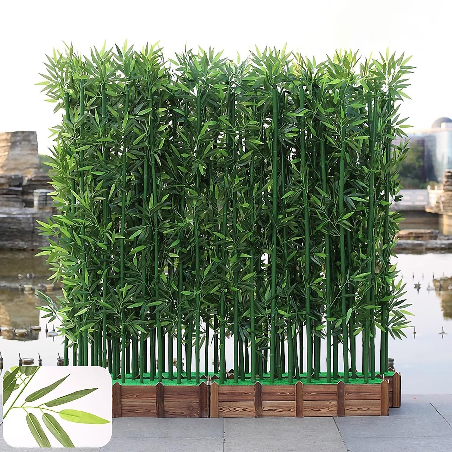 Lot de 26 grandes plantes de bambou artificielles de 1,8 m avec base pour intérieur et extérieur, brise-vue de jardin, séparateur mural, décoration de la maison, clôture