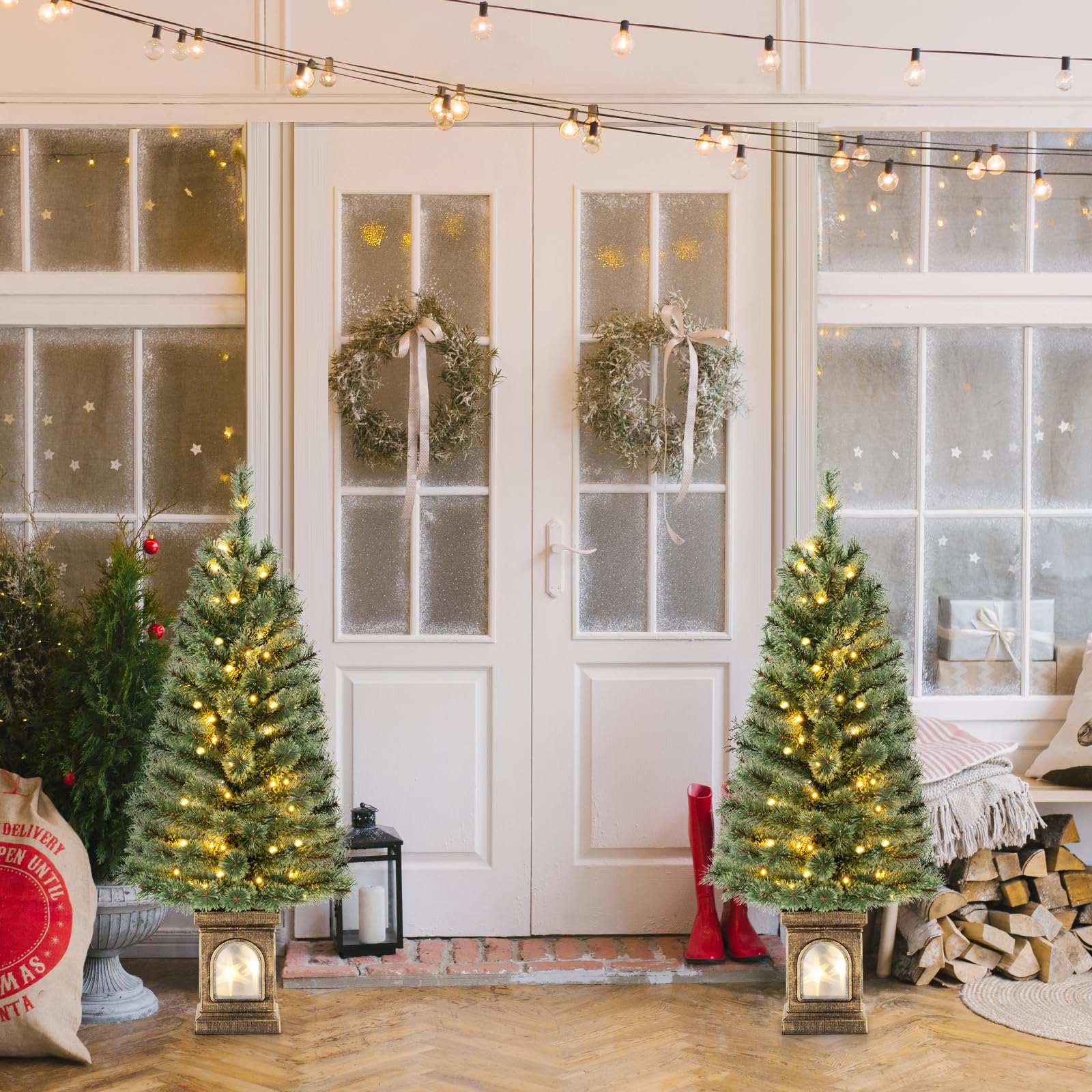 KOMFOTTEU Albero Di Natale Artificiale Con Luci LED Albero Di Natale