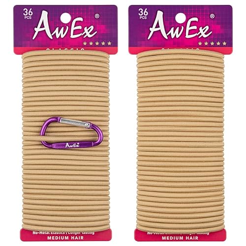 Miniatura 6 de AwEx Ligas negras fuertes para el cabello, 72 unidades, bandas para el cabello de 0.157 pulgadas (0.157 in), sin elásticos de metal para el cabello,