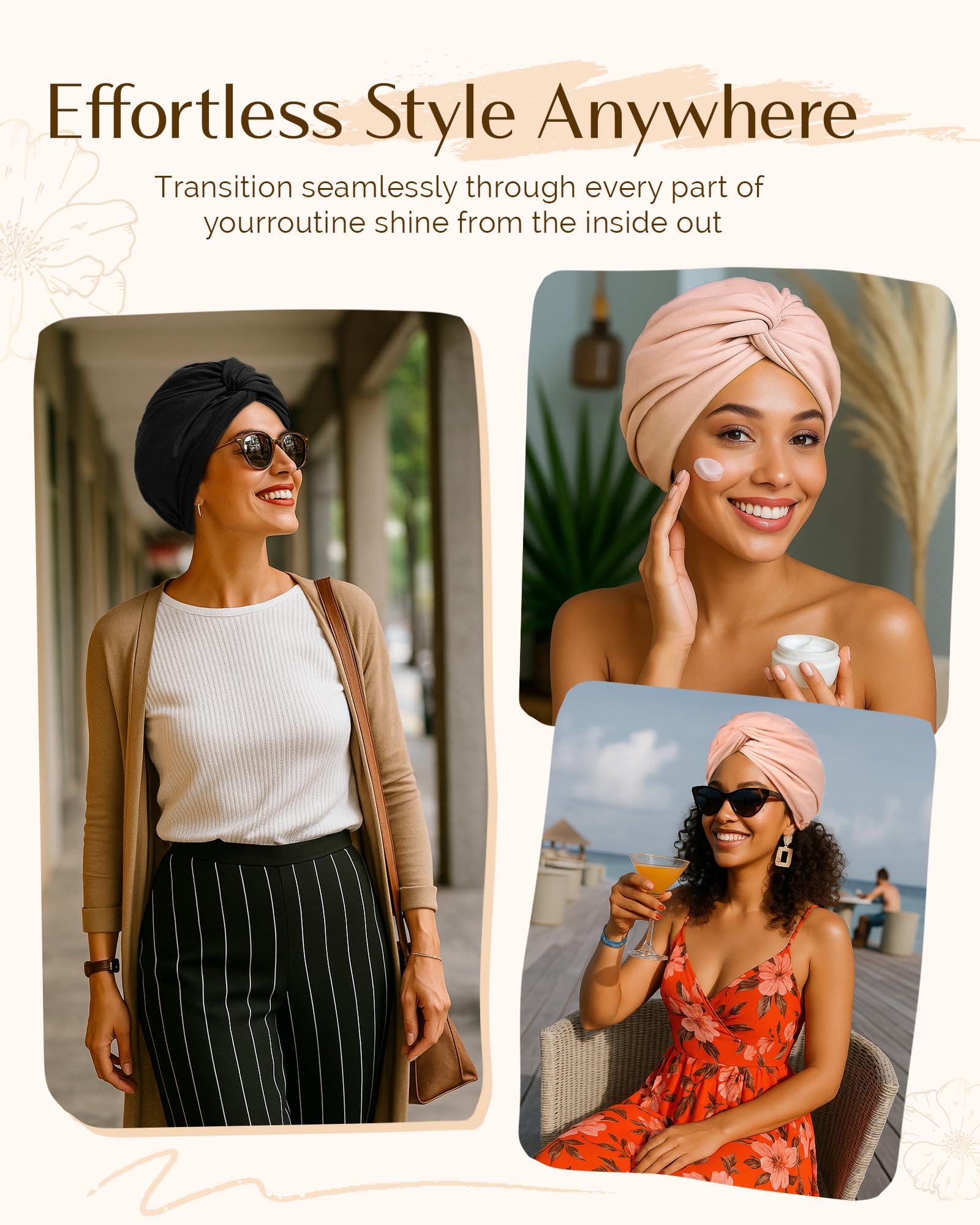 YANIBEST Satin Lined Hair Bonnet for Sleeping Silk Turban, Hair Wrap Chemo Headwear for Women Natural Curly Hair - Image 4