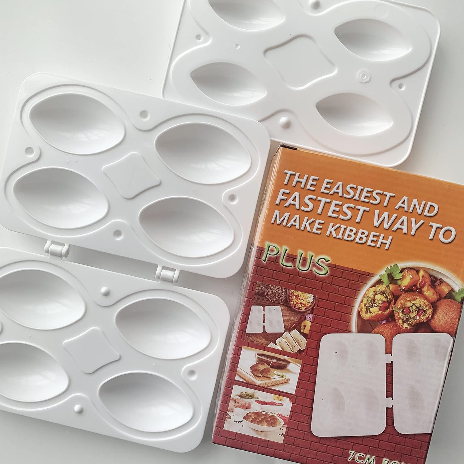 Kibbeh - Molde para hacer rollos de albóndigas, herramienta de prensa manual para hacer pastel de carne, 4 rejillas de 2.8 in, tamaño grande, hecha