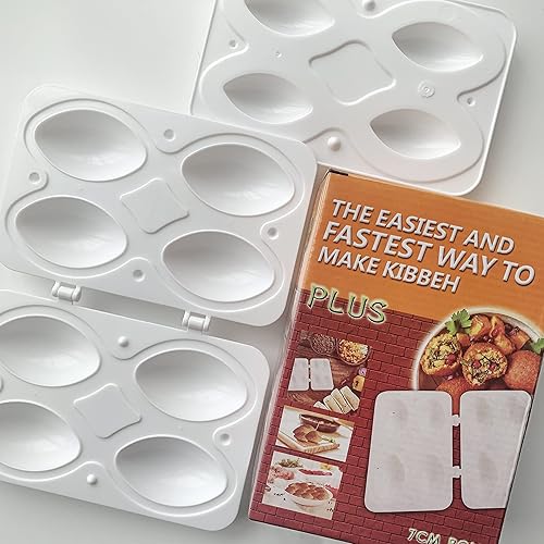 Kibbeh - Molde para hacer rollos de albóndigas, herramienta de prensa manual para hacer pastel de carne, 4 rejillas de 2.8 in, tamaño grande, hecha disponible en Yaxa Peru