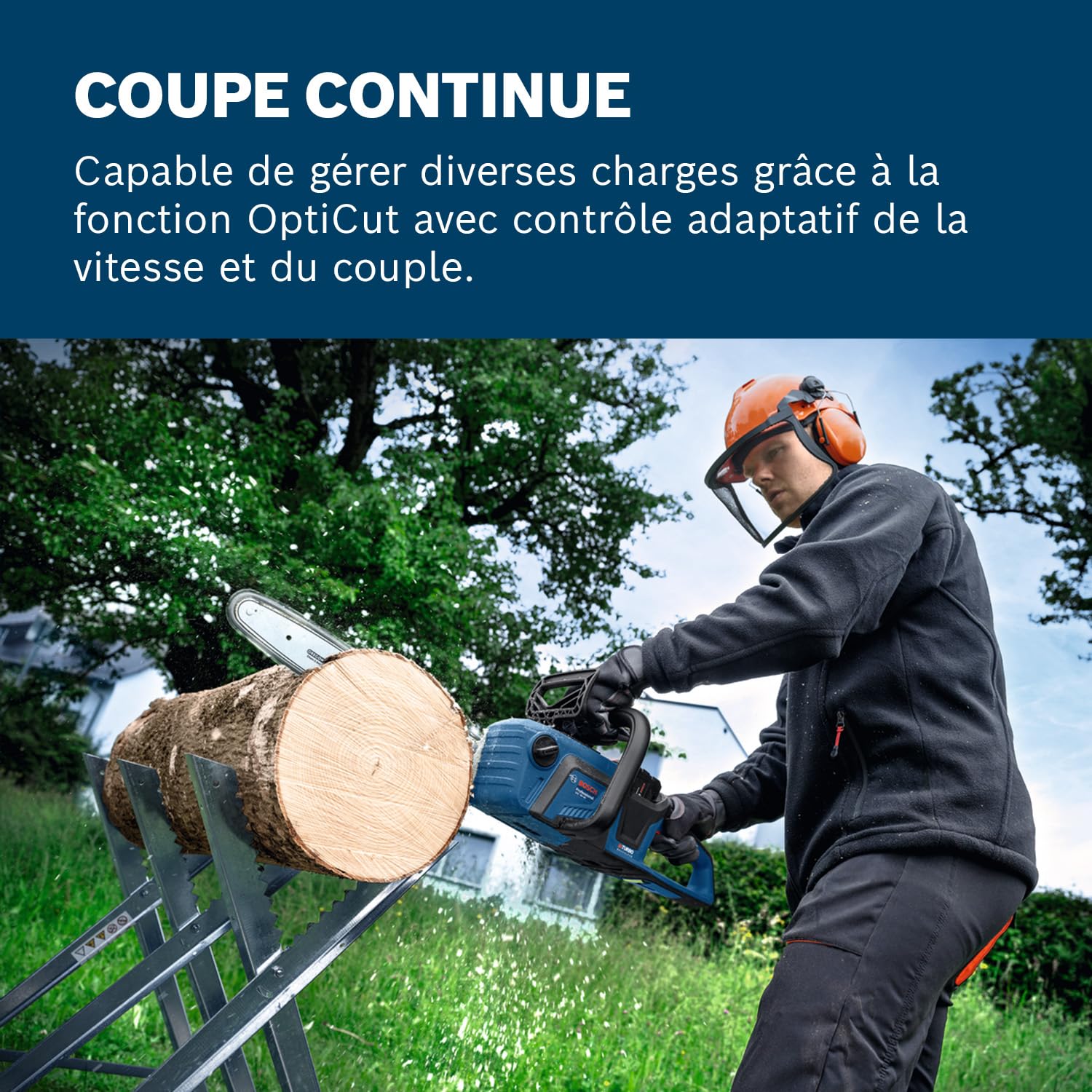 Bosch Professional 18V System tronçonneuse à chaîne GKE 18V-40 (guide-chaîne de 40 cm, moteur sans charbons à technologie BITURBO, avec clé intégrée en T, couvre-chaîne, sans batterie)