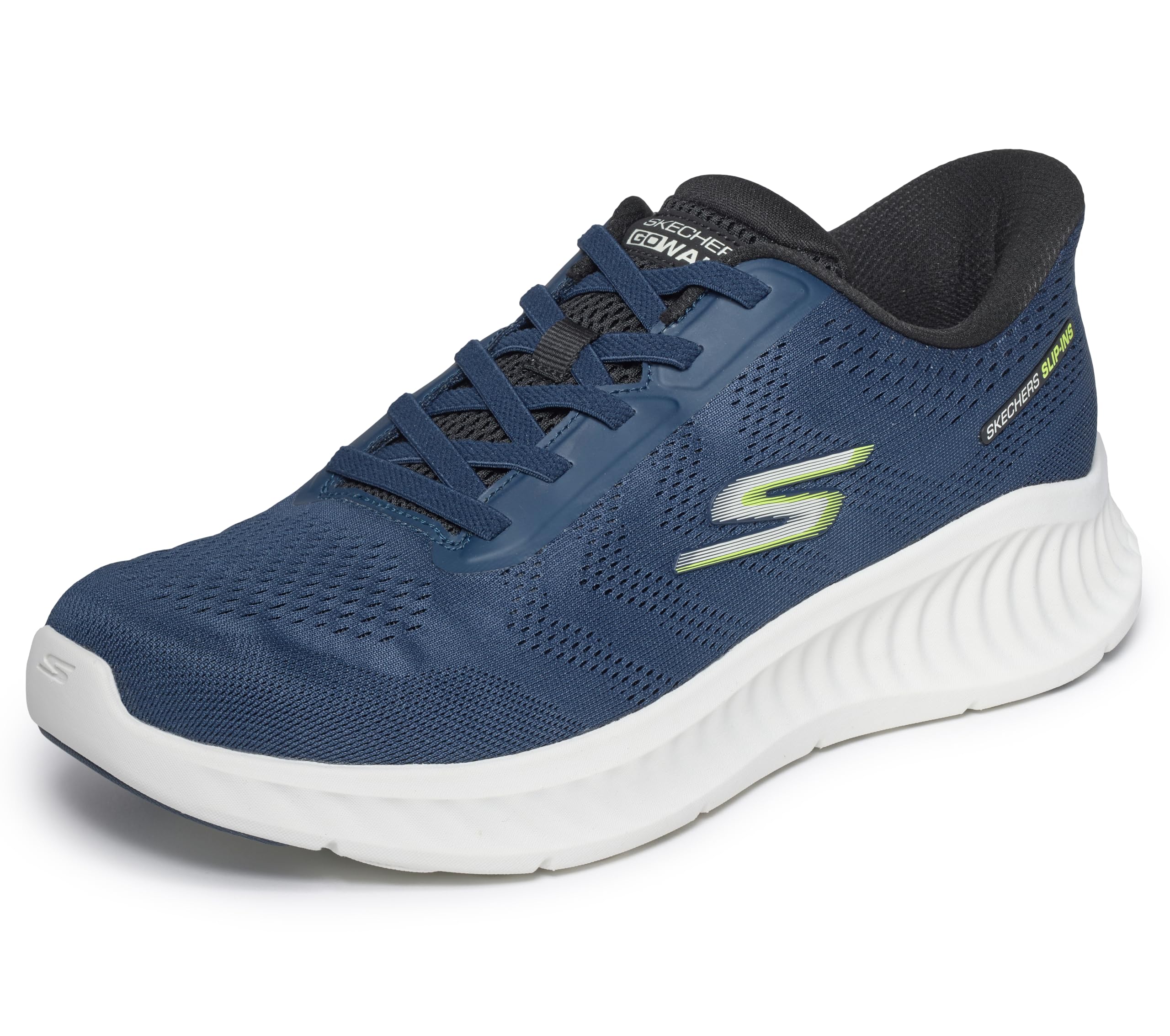 Skechers Men's Go Walk Now Payton Slip-in Trainers, Navy Textile/White Trim, 7.5 UK