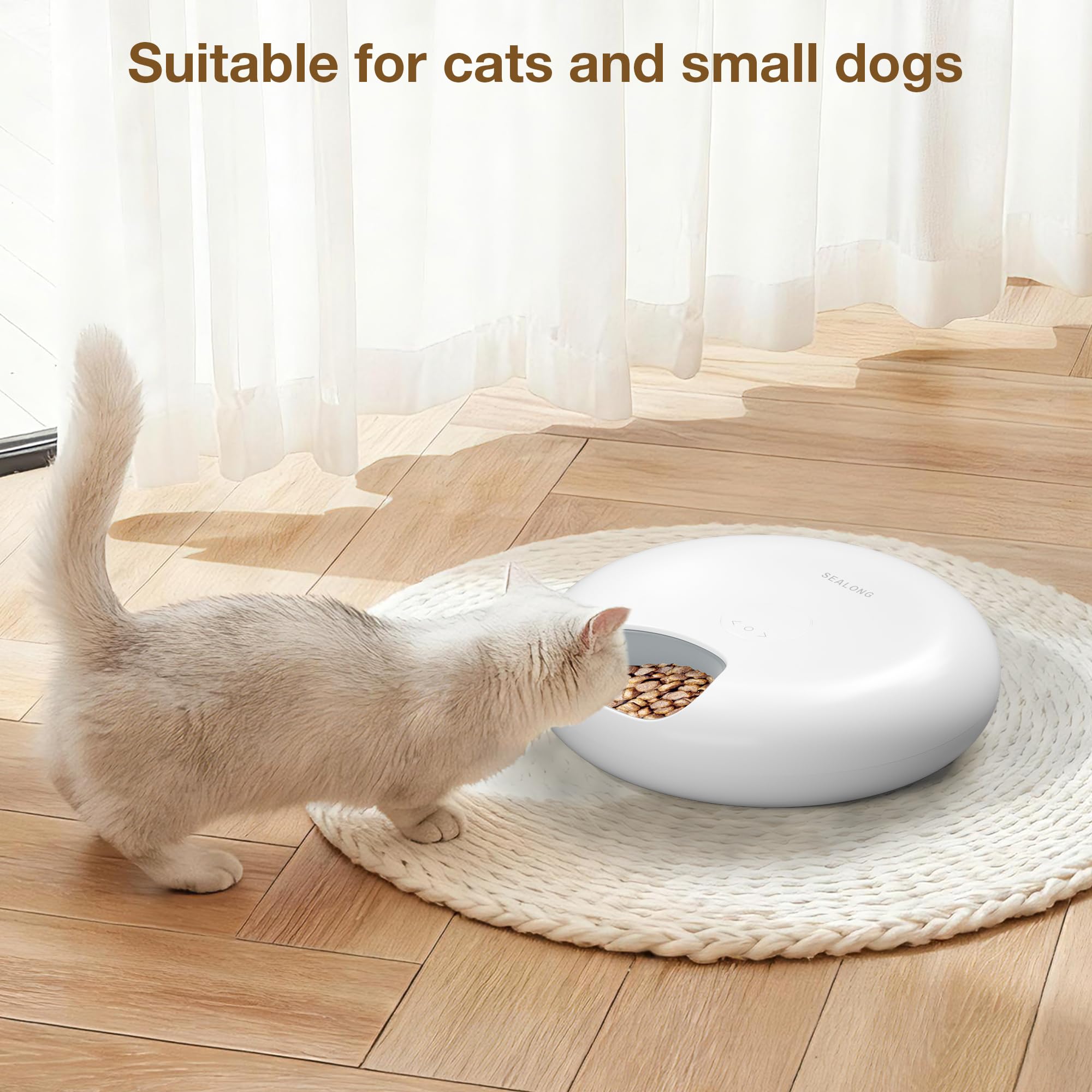 Futterautomat Katze mit App-Steuerung, automatischer Futterspender für Trocken- und Nassfutter, intelligenter Katzenfutterspender mit Zwei Kühlakkus, programmierbarer Zeitschaltuhr, 6 Mahlzeiten
