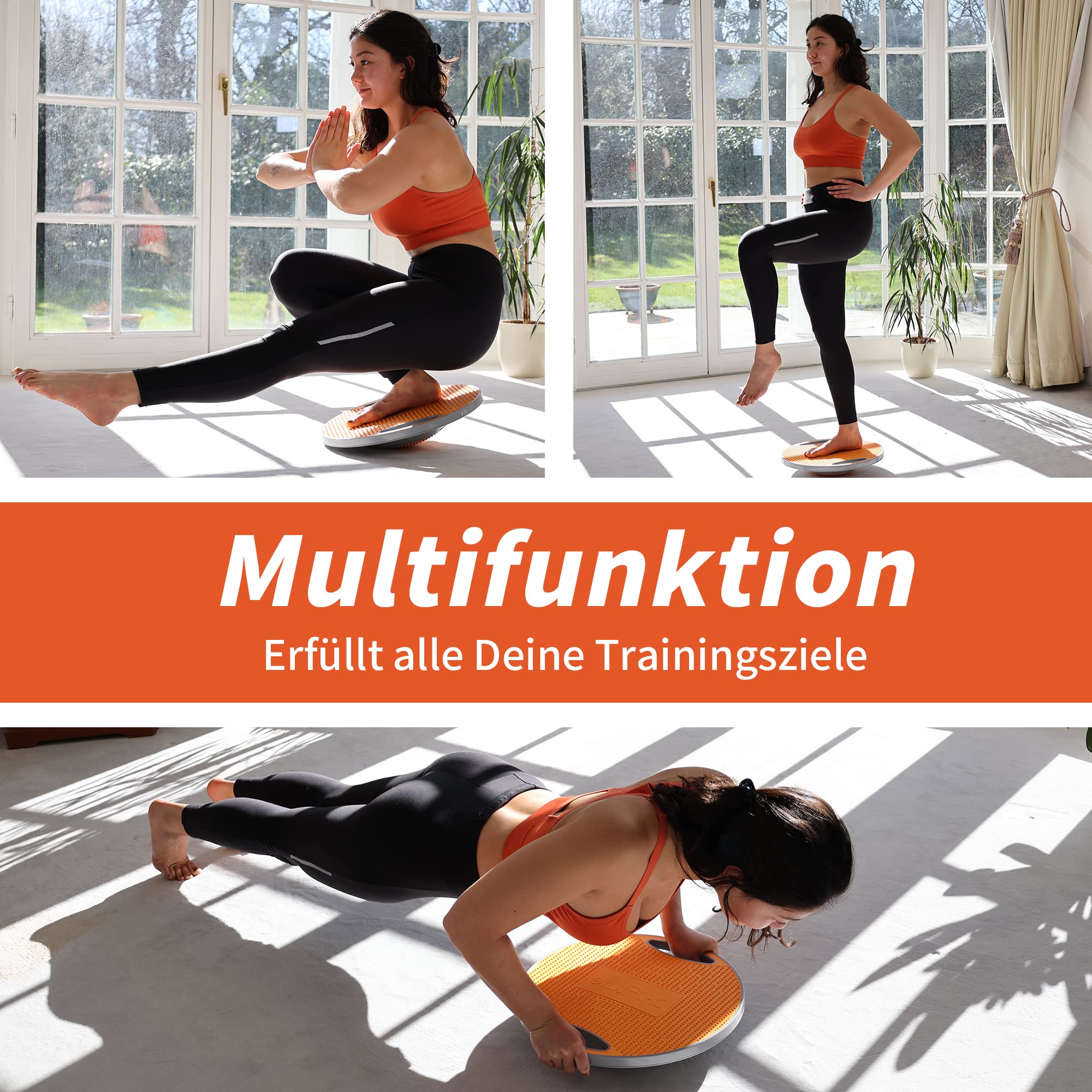 DH FitLife Balance Board, Wackelbrett, Balance Pad mit Griffen, extra groß Ø 42cm, max. 200 KG, Gleichgewichtstrainer, Fitness Balance-Board Erwachsene