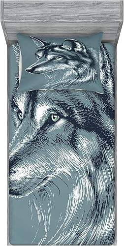 Miniatura 64 de Ambesonne Juego de sábanas bajeras y fundas de almohada, dibujos de aviones antiguos, vuelos clásicos con fechas, estilo vintage, diseño nostálgico,