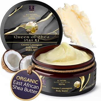African Shea Butter Raw Organic Shea Butter for Skin 4 Ounce Coconut Lemongrass   USDA Organic Certified All-Natural Moisturizer for Face, Hair and Body Care, Suitable for All Skin Types