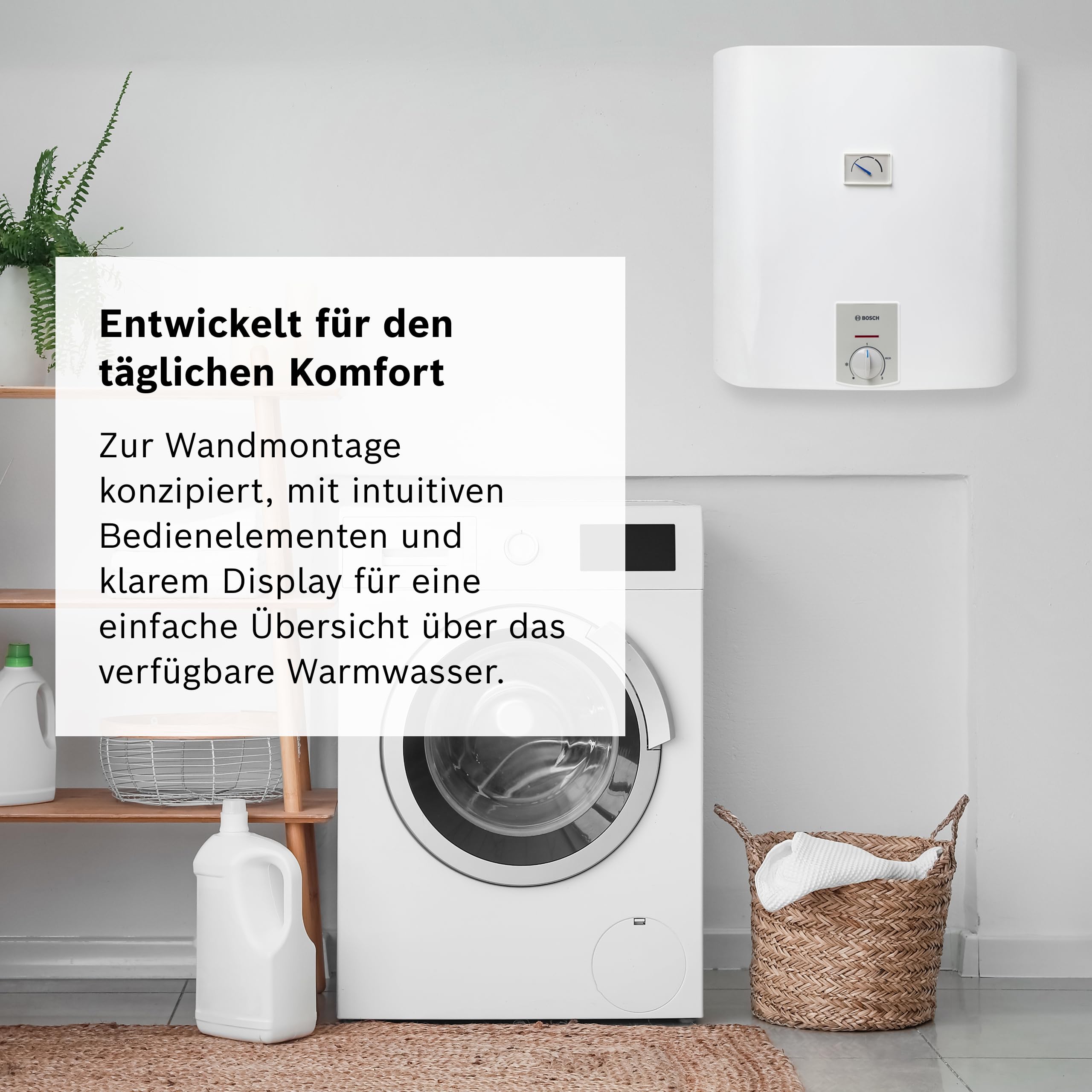 Bosch Elektrischer Wandspeicher Tronic Plus Store - Warmwasserspeicher druckfest mit geringem Bereitschaftsenergieverbrauch, 30 Liter [Energieklasse B]