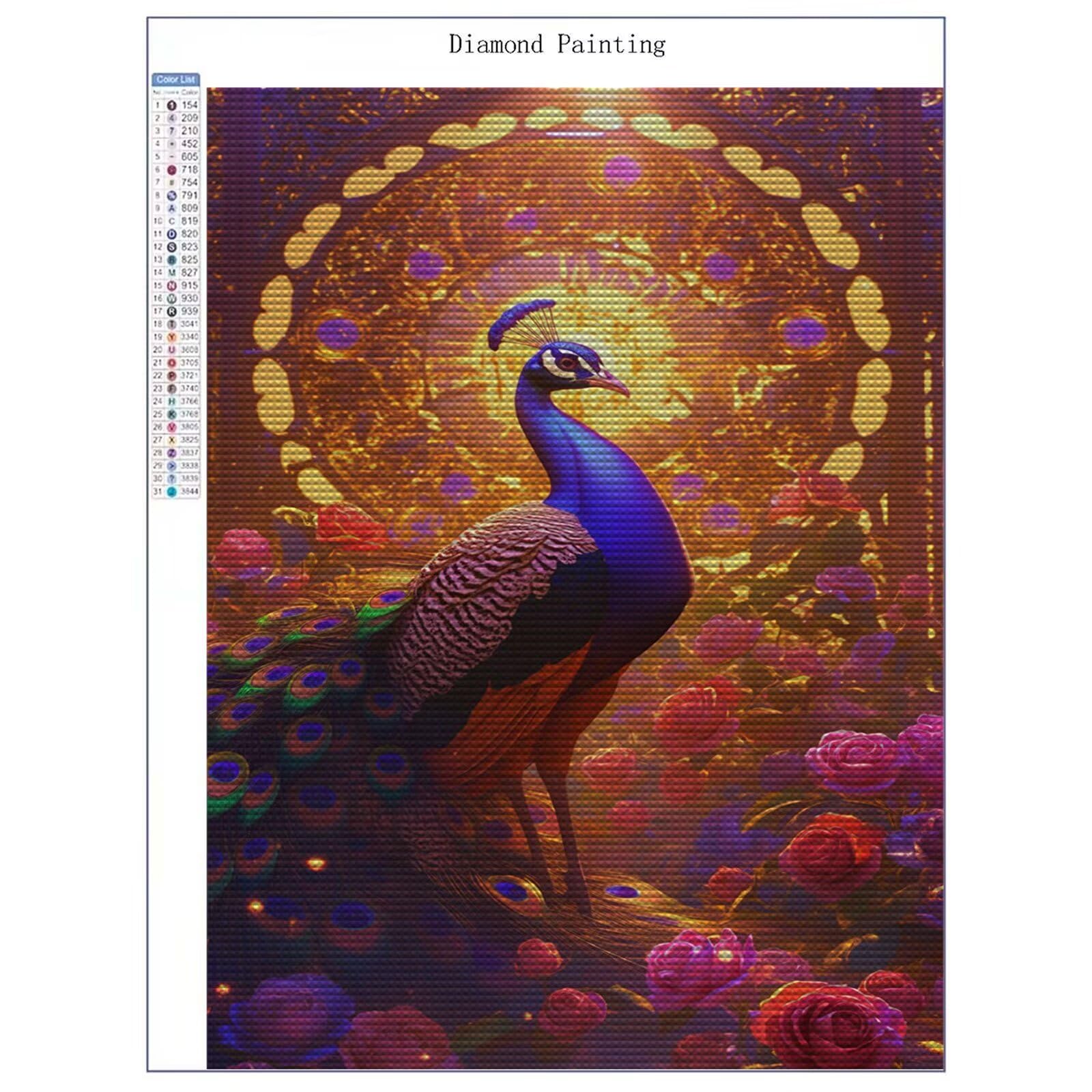 Diamentowe malowanie zwierząt diamentowe malowanie dzieci 100x150cm 2025 paw diamentowe malowanie diamentami, DIY rysunek diamentowy ścieg krzyżykowy rzemiosło dla dorosłych, obraz diamentowy