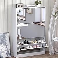 Vista 22 de Armario de almacenamiento de zapatos con 3 cajones abatibles, armario estrecho para zapatos, organizador independiente de almacenamiento para Negro