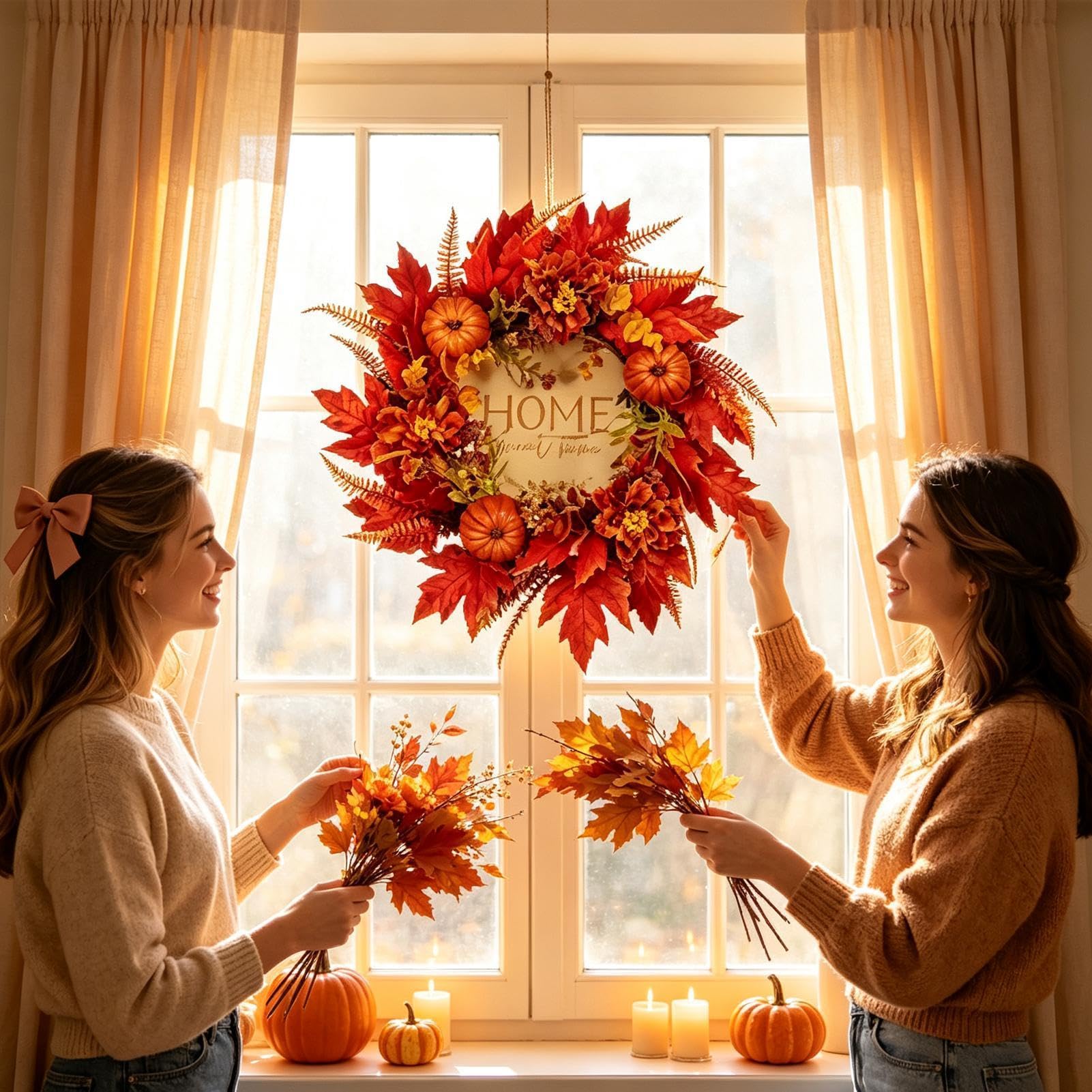 Herbst Türkranz 46 cm künstliche saisonale handgefertigte Dekoration
