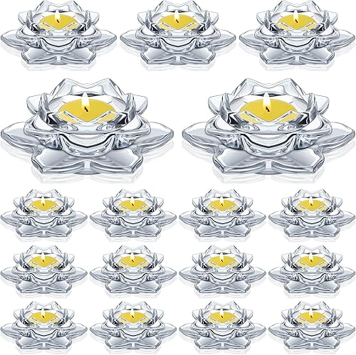 Vista 11 de meekoo 48 portavelas de loto de cristal de loto para decoración del hogar, fiesta de boda