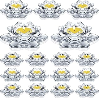 meekoo 18 Pcs Crystal Glass Lotus Candle Holders Lotus Crystal Tealight Candle Holders for Home Decor Wedding Party