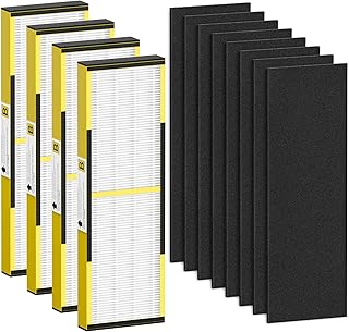 FLT4825 HEPA Filter B Replacement Compatible with Guardian Air Purifier Models AC4825 AC4825E AC4825W AC4300 AC4800 AC4850PT AC4850 AC4900 AC4820 AP2200CA, 4 HEPA Filters + 8 Carbon Pre-Filters
