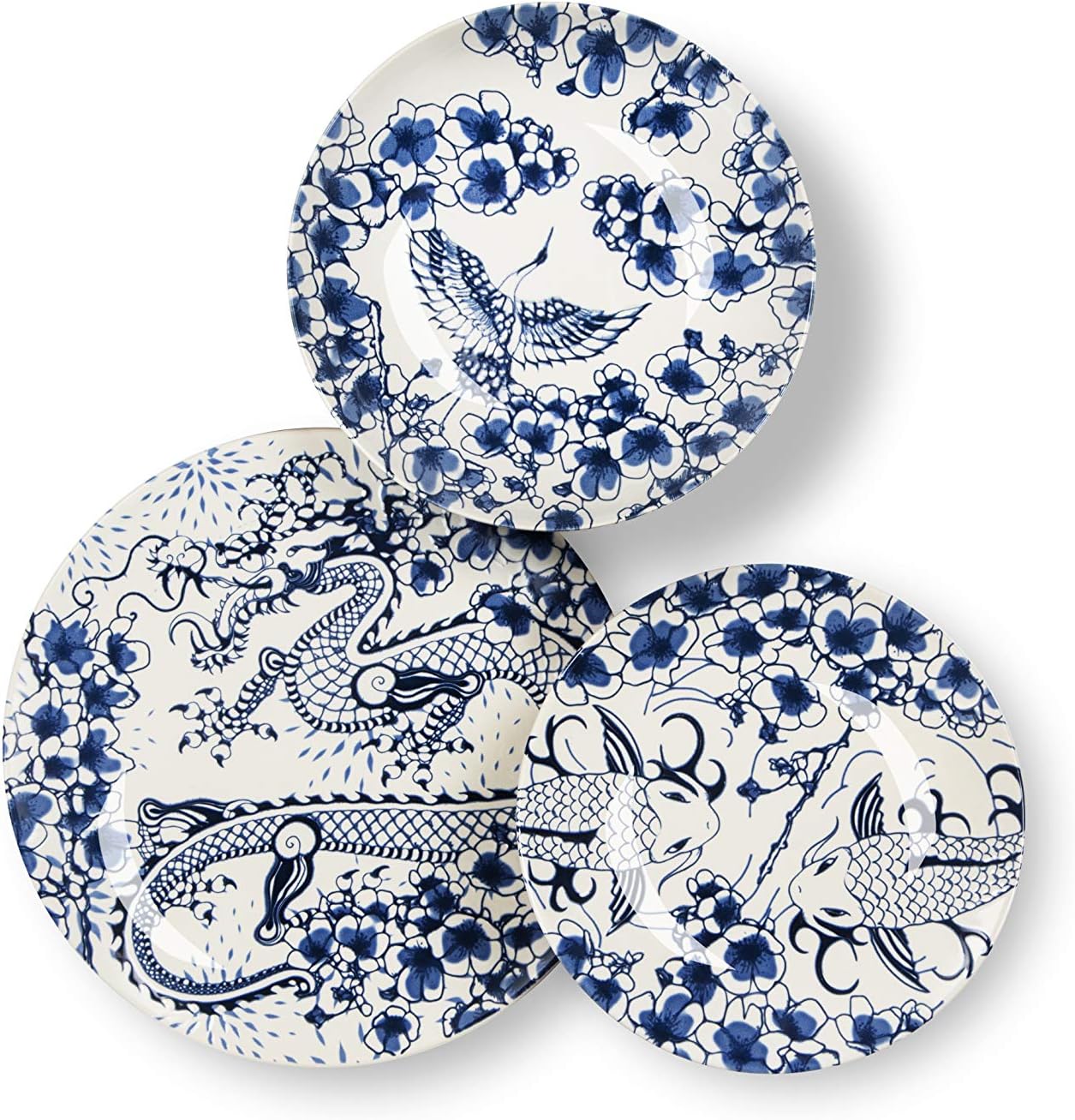 Excelsa Zen 18-Piece Dinner Set, Ceramic, White and Blue