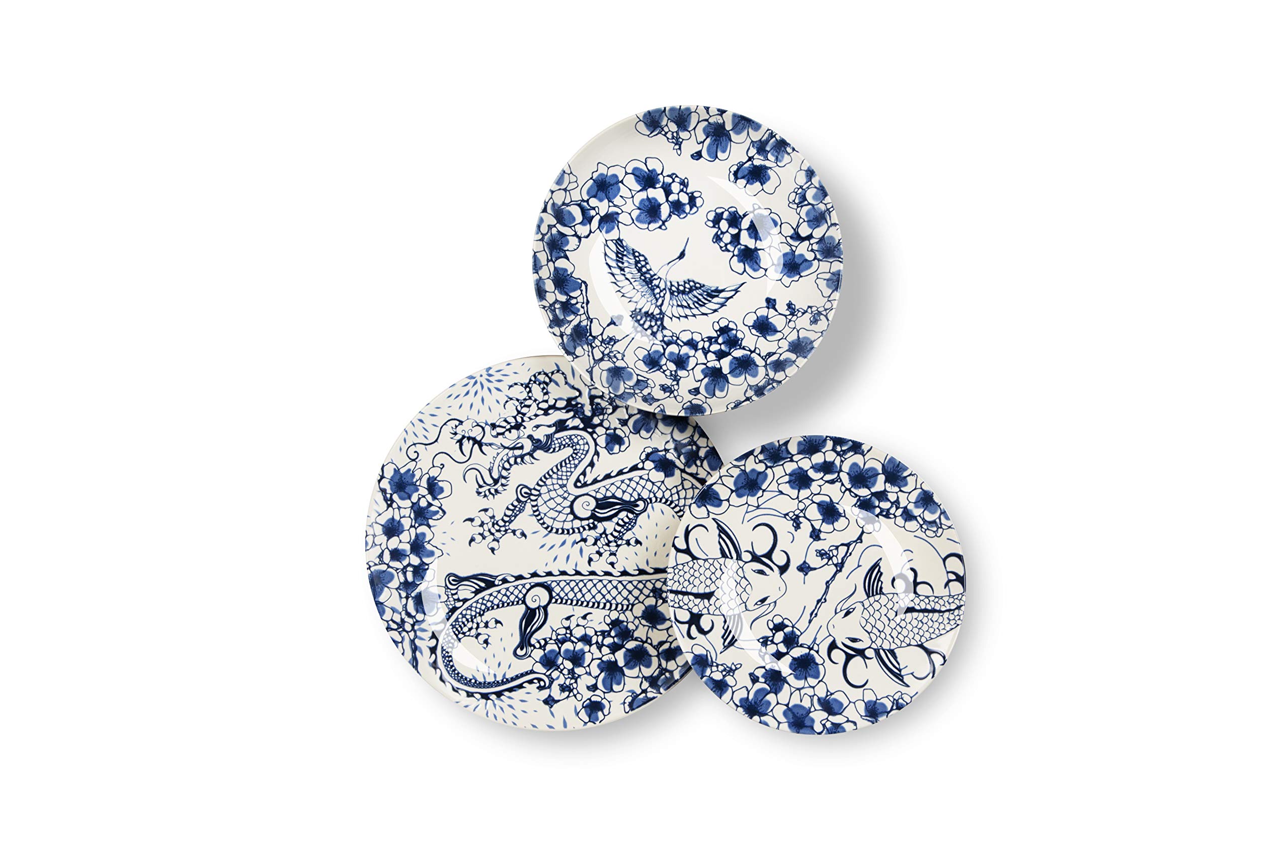 Excelsa Zen Servizio Piatti 18 Pezzi, Ceramica, Bianco e Blu