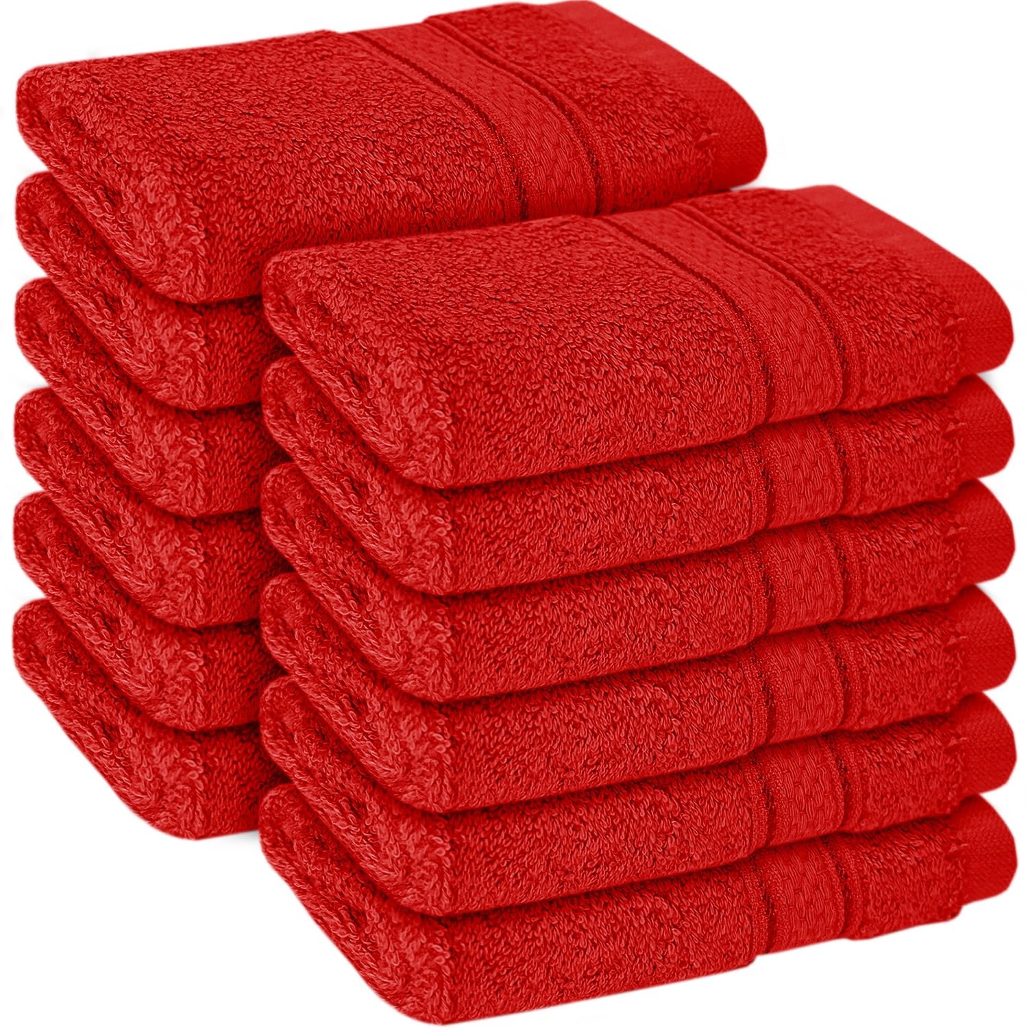 ZZZMRH 100% Cotton Premium Face Cloths (30 x 3 CM), Highly Absorbent and Super Soft Fingertip Towels (12-pack face flannel) (Red)