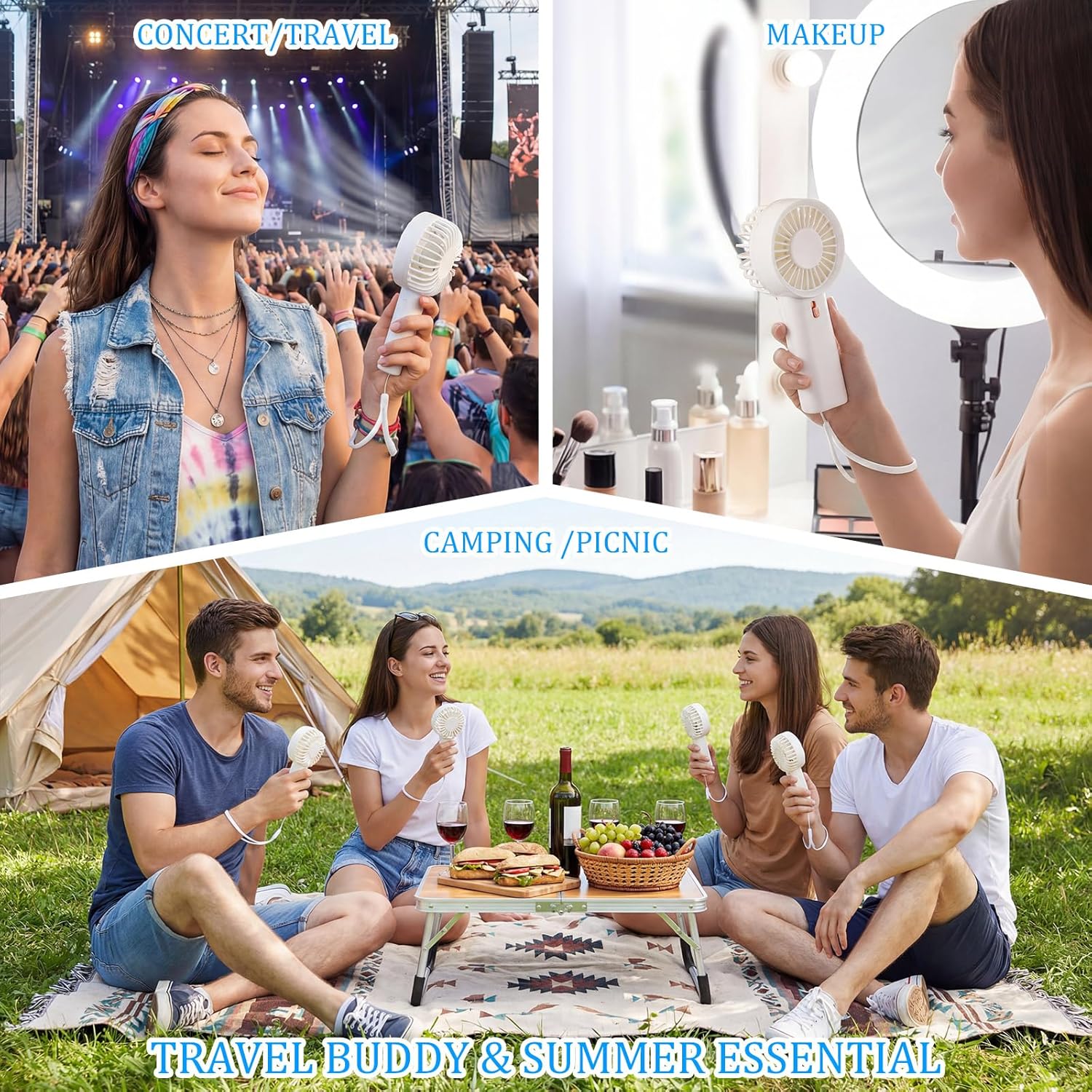 Woanger 120 Pack Mini Portable Fans Bulk Handheld Battery Operated Fan with Lanyard Personal Hand Held Cooler for Wedding Summer Travel Indoor Outdoor Office Camping Gift with Box (Aaa,White)