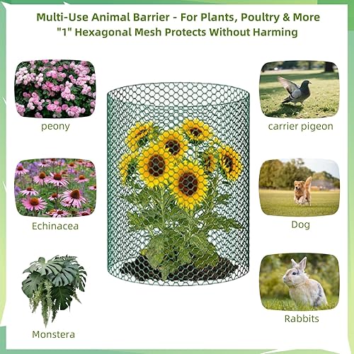 Miniatura 2 de Alambre de pollo, fácil de moldear, 15.7 x 95 pulgadas, recubierto de PVC verde, malla de alambre hexagonal galvanizado ligero, alambre de pollo