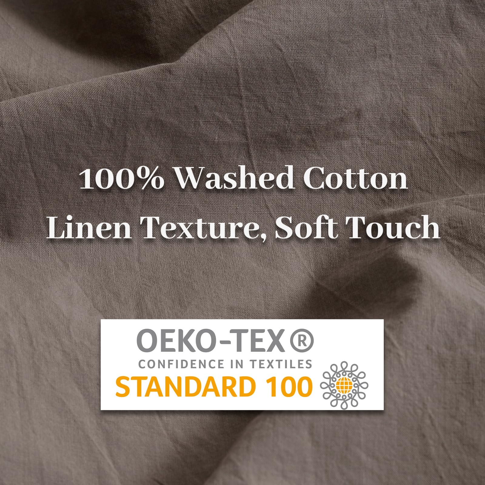 NEXHOME PRO Duvet Cover Set Kids Twin Size Linen Look Textured Organic Natural 100% Washed Cotton Duvet Cover Linen Cream Grey 2 Pieces Bedding Set with Zipper Closure, Breathable (No Comforter)