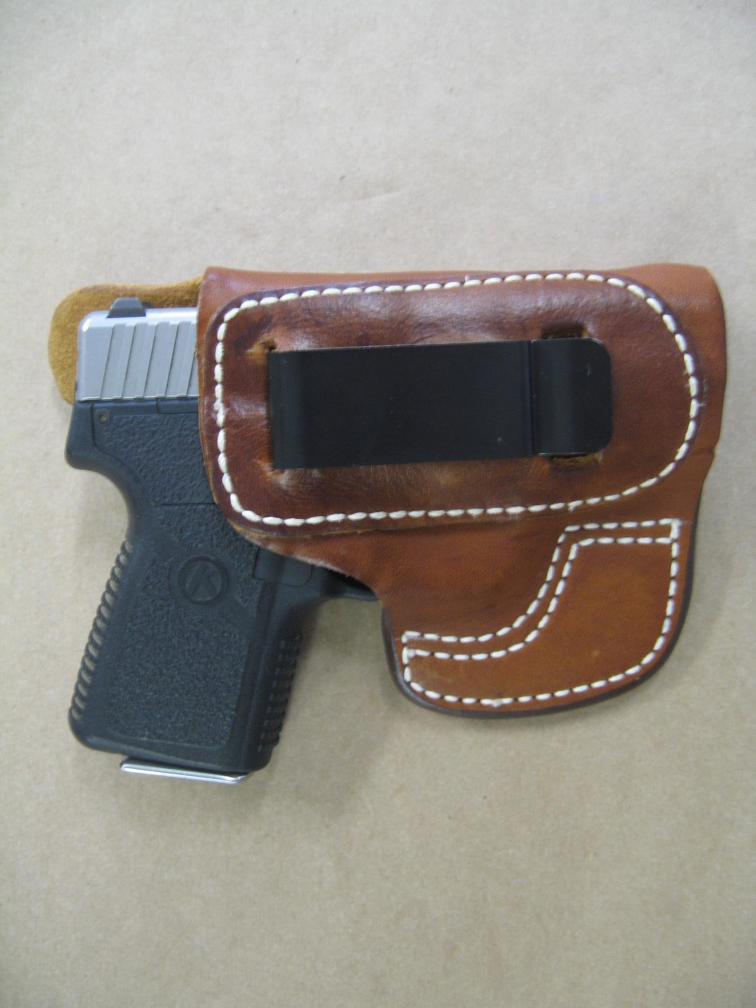 Kahr P380, CT380. CW380 IWB Molded Leather Inside Waistband Concealed Carry Holster TAN RH