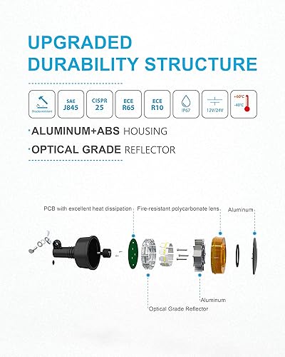 Miniatura 3 de Agrieyes Amber Beacon - Luces estroboscópicas LED de emergencia, luces de advertencia de seguridad de montaje en poste de 3.6 pulgadas para
