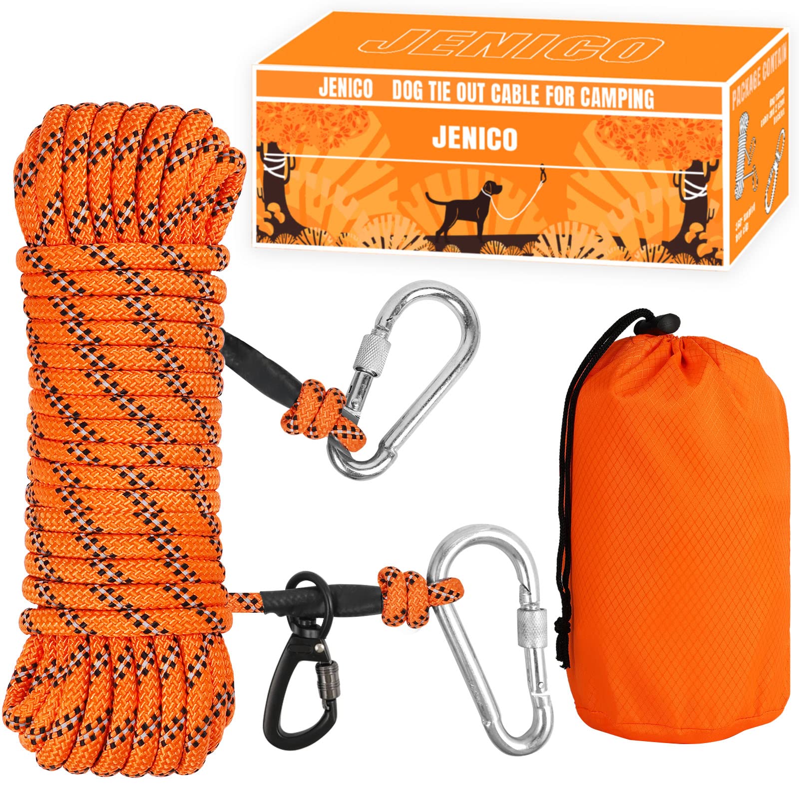 Cavo per cani da campeggio – Sistema portatile riflettente per cani fino a 136 kg – Guinzaglio per cantiere campeggio | Parchi | Eventi all'aperto