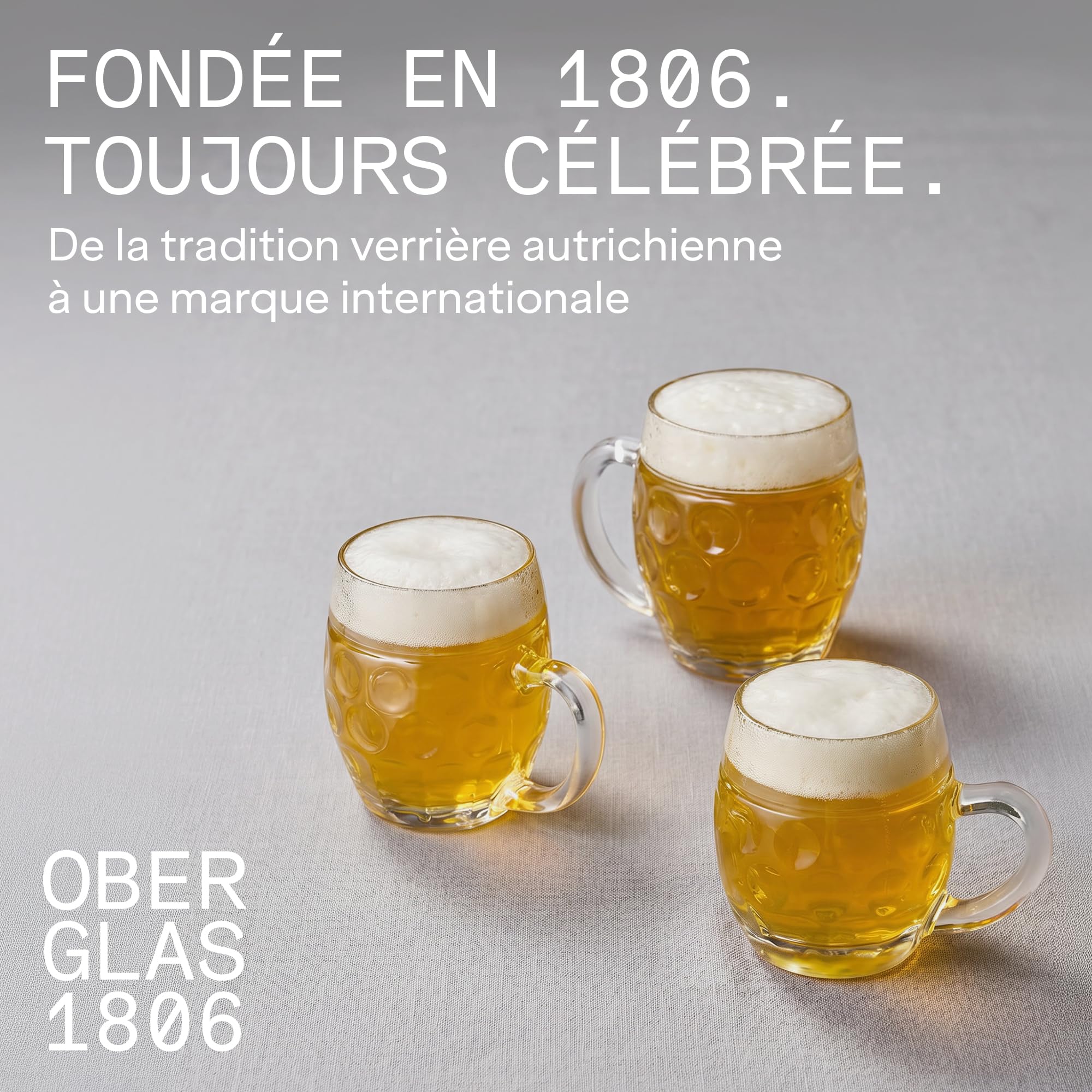 STÖLZLE LAUSITZ Oberglas Tübinger Augenkanne chope à bière 0,4l I lot de 6 pièces I verre à bière traditionnel à poignée I lavable au lave-vaisselle I haute qualité I résistants aux chocs