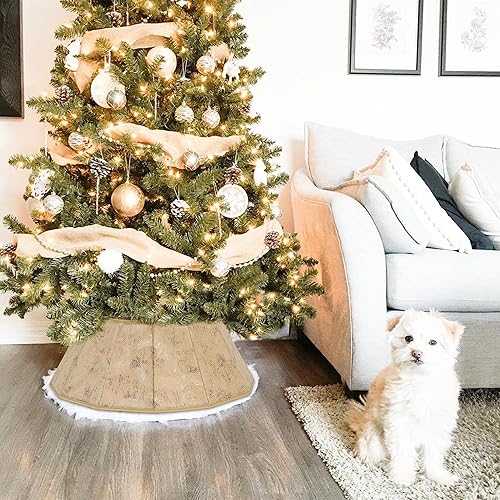 Miniatura 111 de Blissun Collar de árbol de Navidad, falda de árbol de Navidad con lentejuelas, anillo plegable para árbol de Navidad, cubierta de base