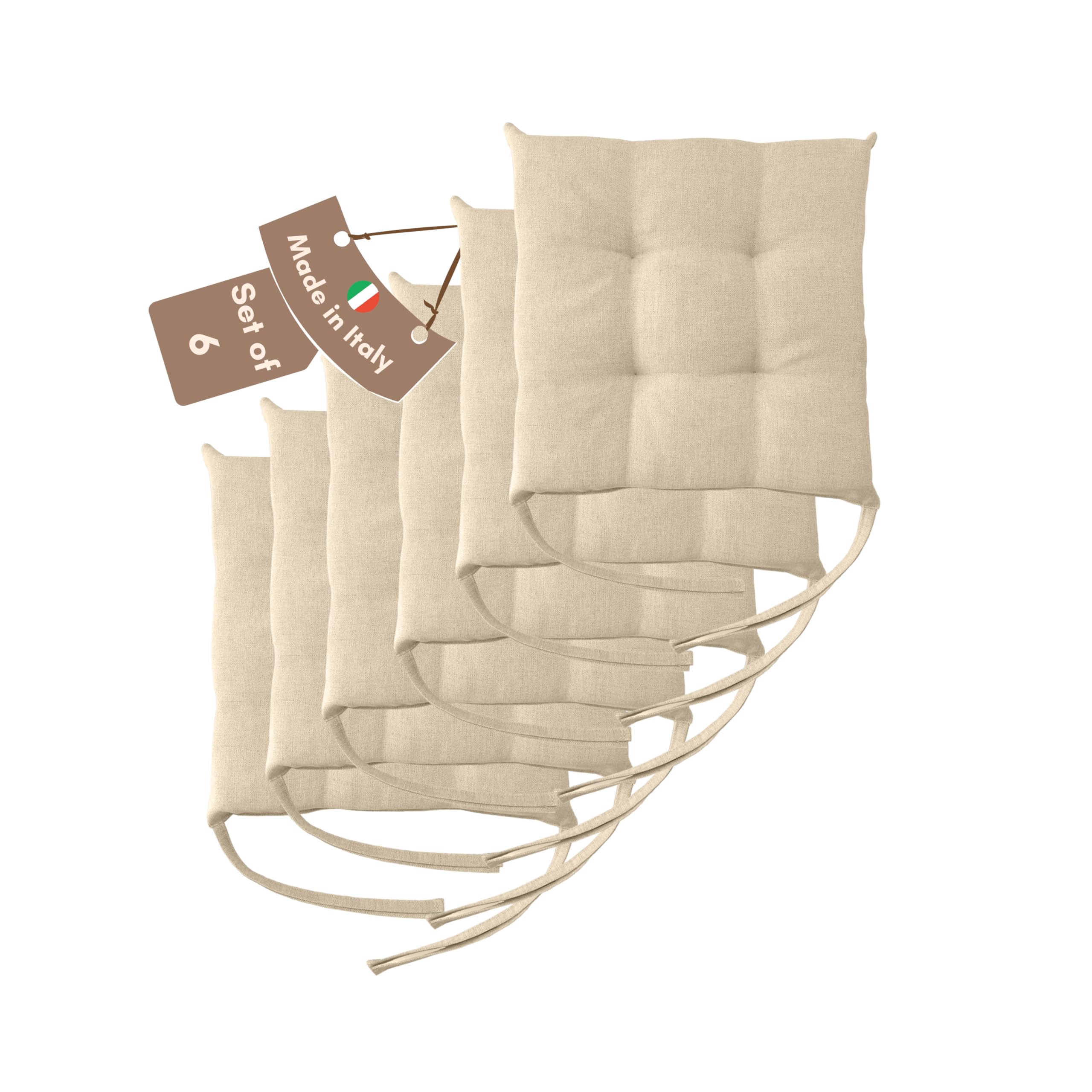 Il Tuo Artigiano Design Lot de 4 ou 6 Coussins pour Chaises de Cuisine Made in Italy - Coussins pour Chaises de Cuisine, lot de 6, 40x40 cm, épaisseur 6 cm - Rembourrage en Éponge et Acrylique Doux (6