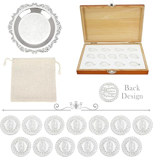Miniatura 7 de TINGKU Monedas de Boda Arras de Boda Catolica Recuerdos Para Boda con Monedas de Plata Decoracion Para Bodas con 13 Monedas Virgen de Guadalupe en