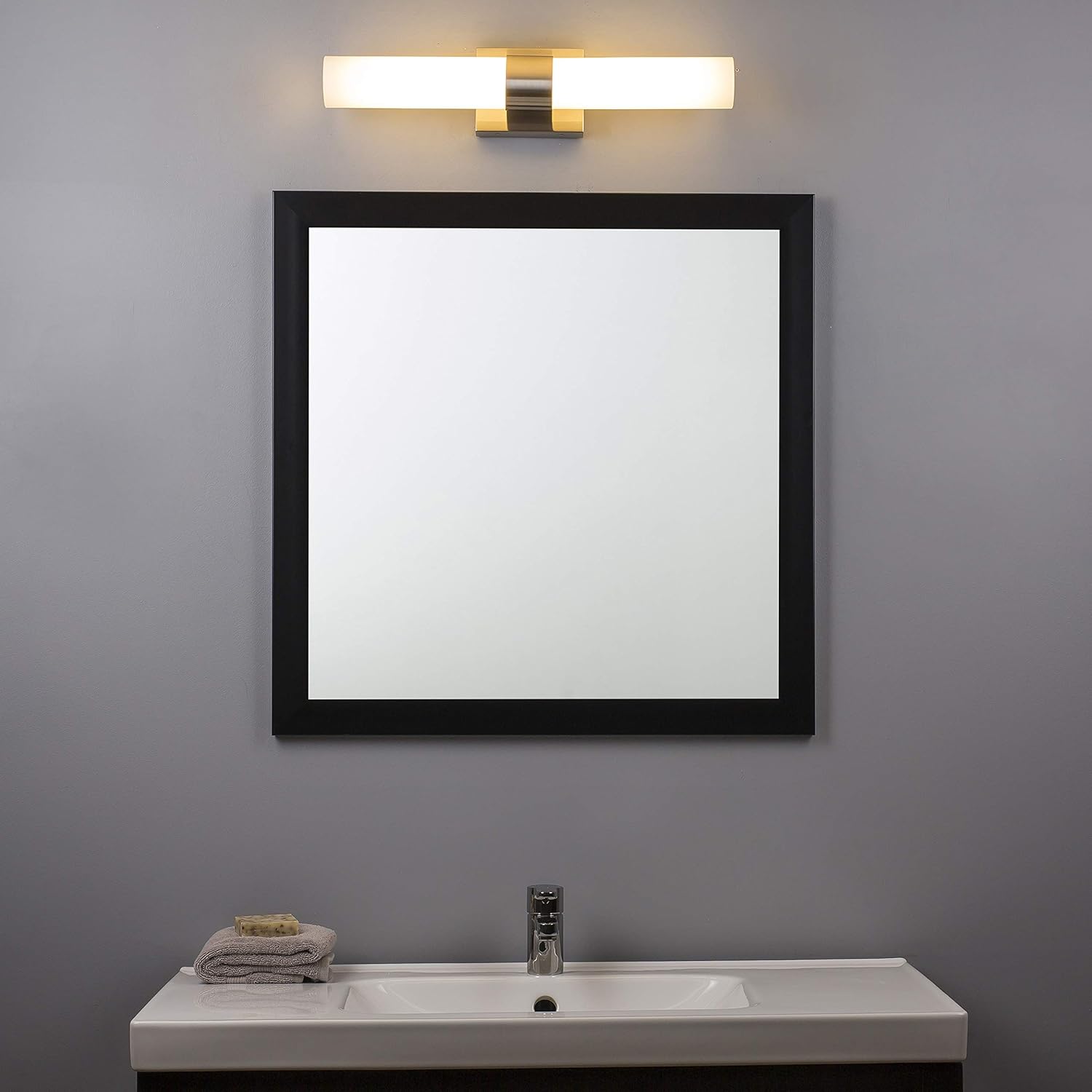 Linea di Liara Perpetua Modern LED Bathroom Vanity Light Bar 22 Inch Brushed Nickel Bathroom Light Fixtures Over Mirror and Over Sink, Dimmable White Frosted Glass Shade, UL Listed