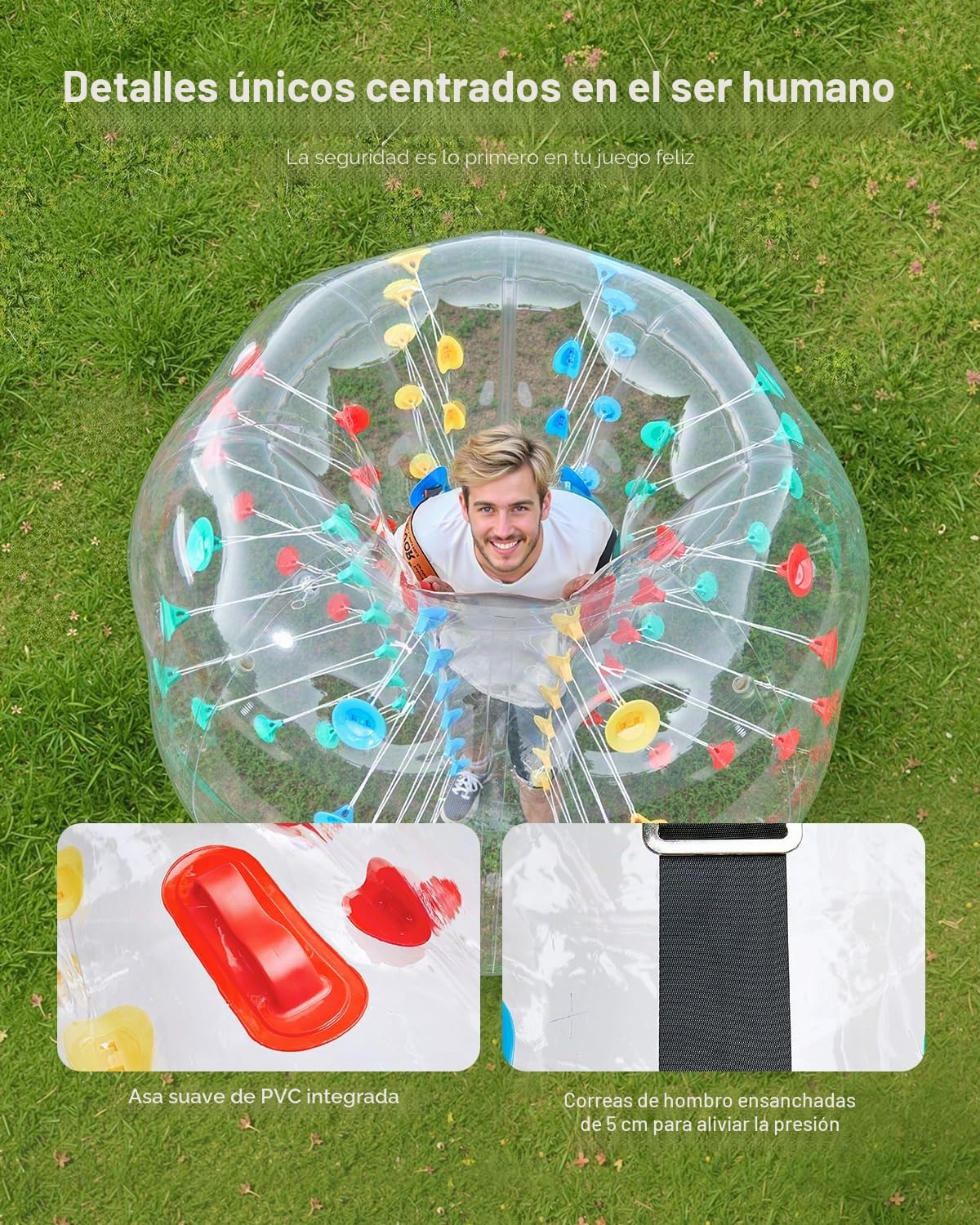 VEVOR Pelotas de Parachoques Inflables,1 Unidad, 1,5 m, Diseño de Sumo, PVC, 0,8 mm de Grosor, para Deportes al Aire Libre, Juegos en Equipo, Juguete para Jardín, Patio y Parque, 1,5 x 1,5 x 1,2 m