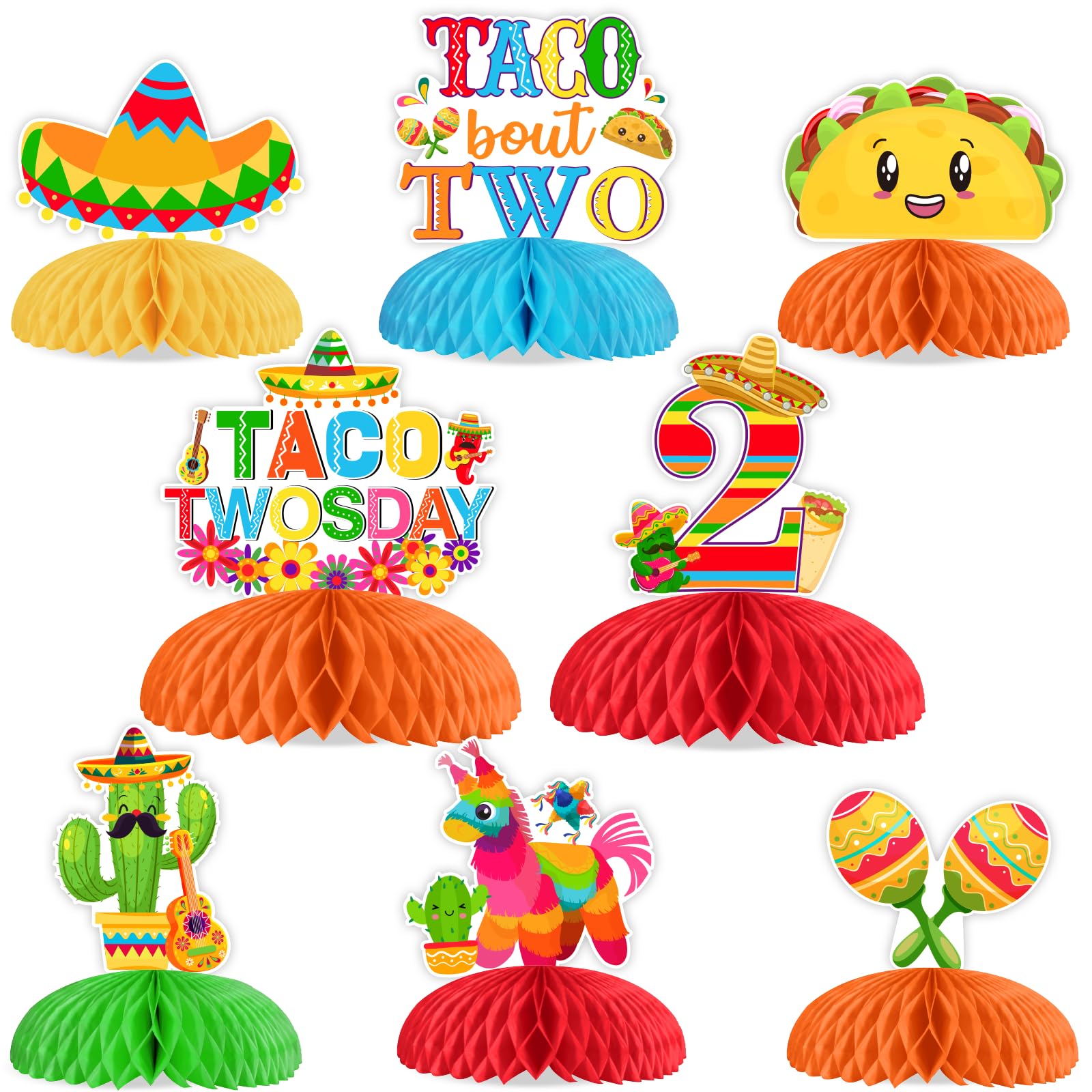 Taco Mardi Centrepieces Alvéolés pour Décoration Table Anniversaire