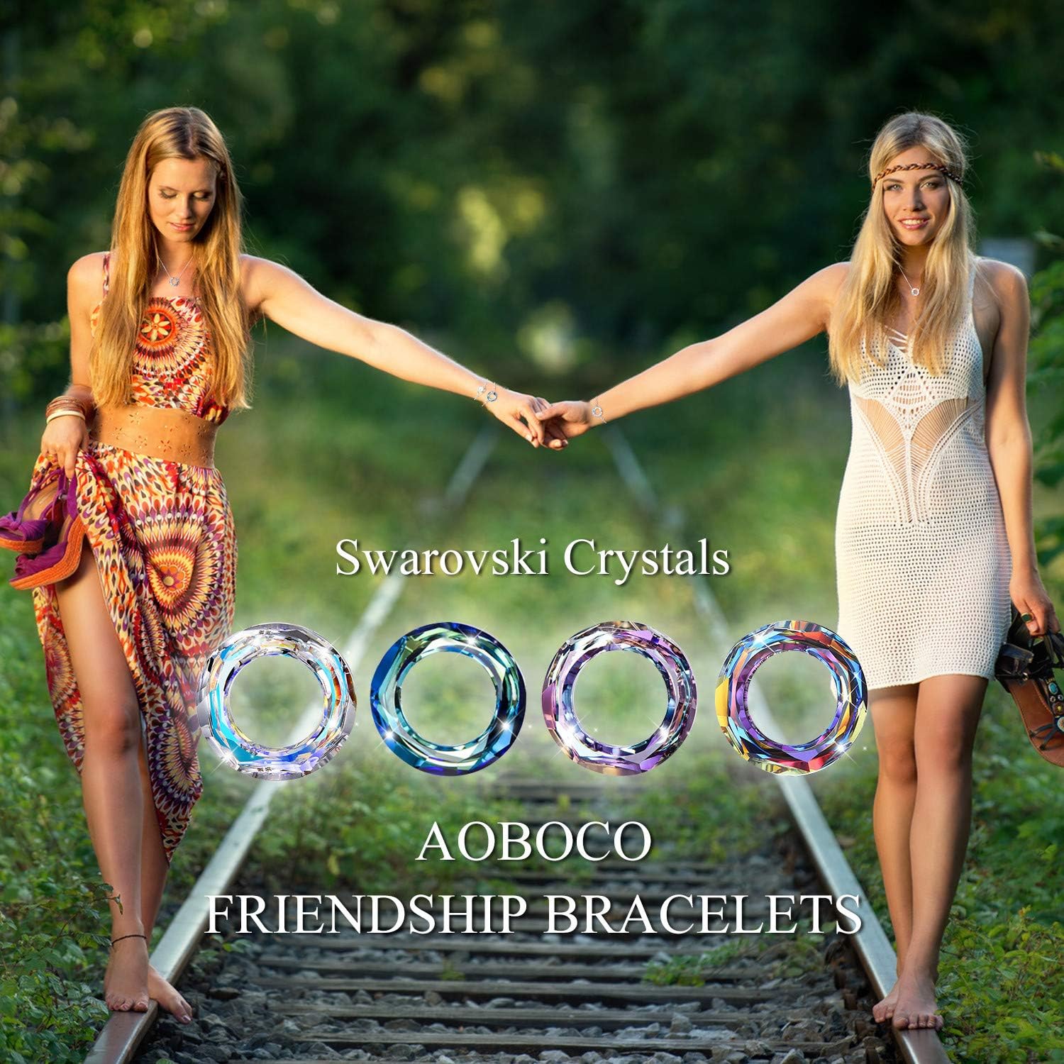 AOBOCO S925 Sterling Silver Crystal Bracelet for Women, Sparkling Circle-round Crystal Bracelet Gifts - Image 2